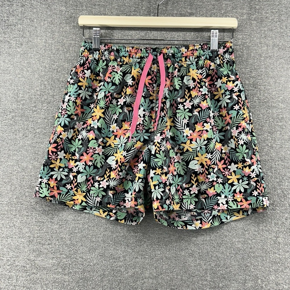 Chubbies Swim Trunks Men Size Medium Floral Black Summer Beach